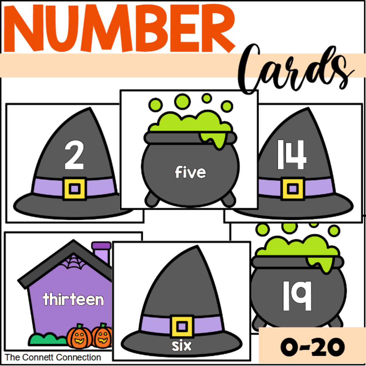 An educational teaching resource from The Connett Connection entitled Halloween Number Cards downloadable at Teach Simple.