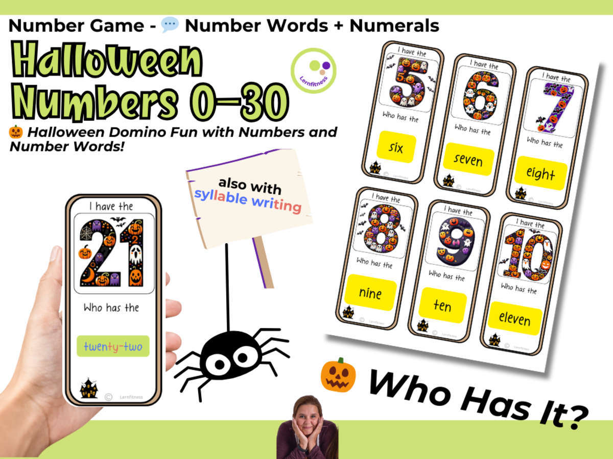 An educational teaching resource from Lernfitness entitled Halloween Number Words Game – “Who Has It?” Numbers 0–30 downloadable at Teach Simple.