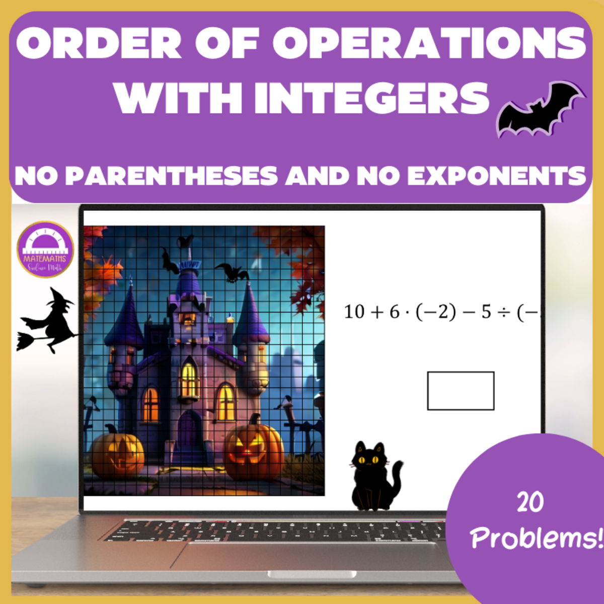 An educational teaching resource from Matemaths entitled Halloween Order of Operations with Integers Pixel Art and Task Cards downloadable at Teach Simple.