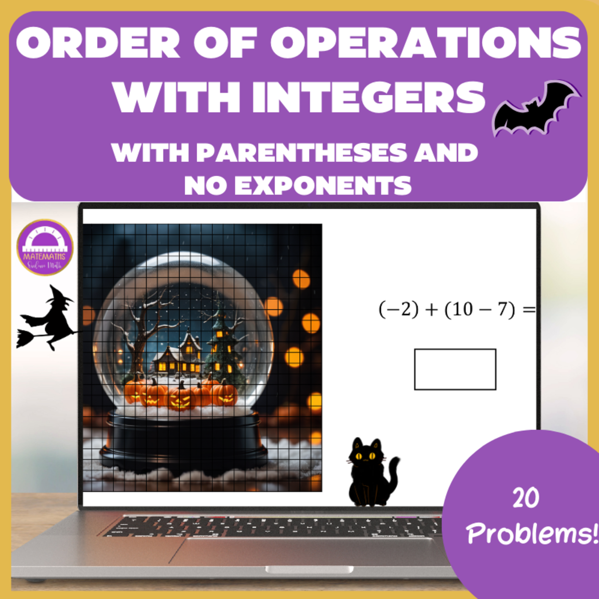 An educational teaching resource from Matemaths entitled Halloween Order of Operations with Integers with Parentheses Pixel Art downloadable at Teach Simple.