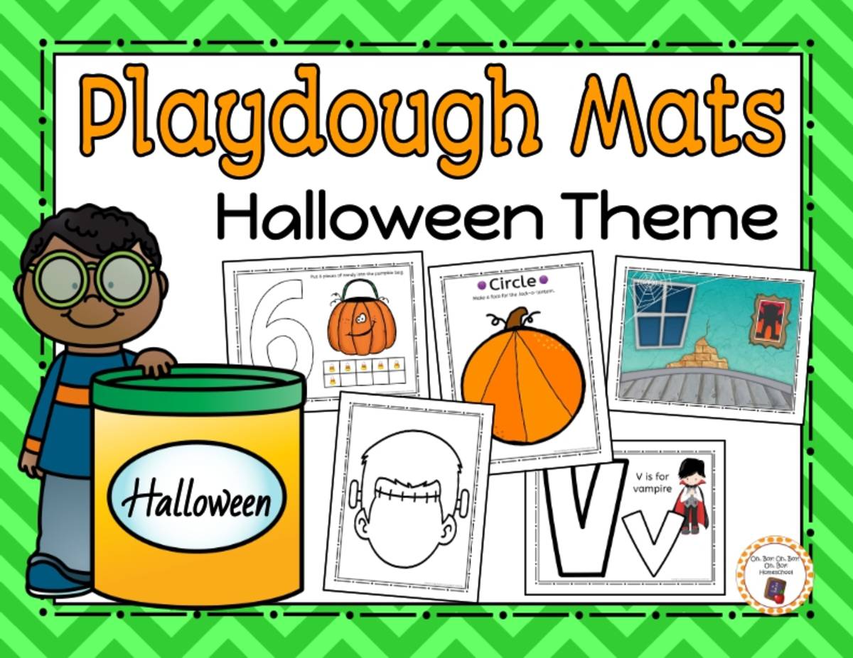 An educational teaching resource from Oh Boy Homeschool entitled Halloween Playdough Mats Activity downloadable at Teach Simple.