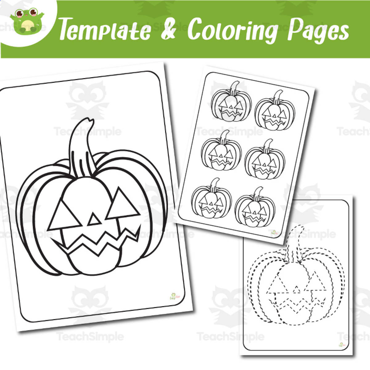 An educational teaching resource from EasyHop entitled Halloween Pumpkin Coloring, Template & Tracing Pages | Spooky Fall Pri downloadable at Teach Simple.