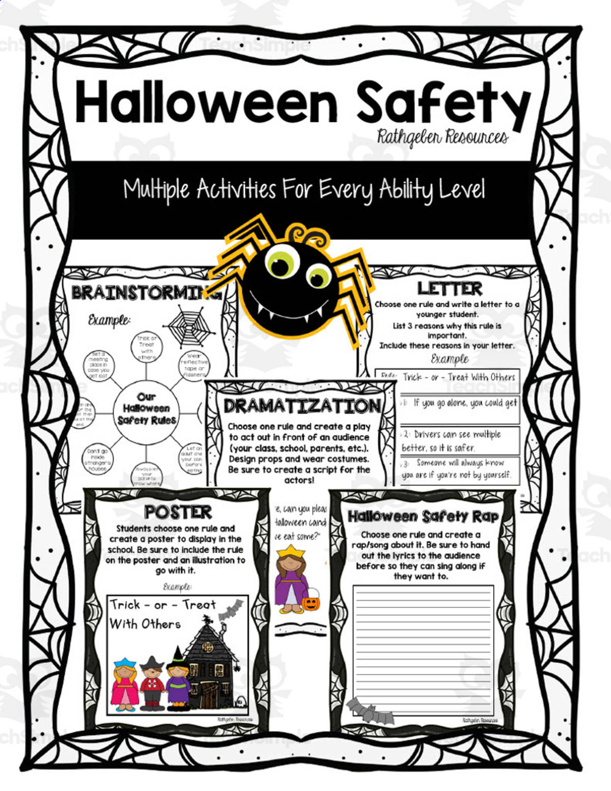 An educational teaching resource from Rathgeber Resources entitled Halloween Safety Activity Packet downloadable at Teach Simple.