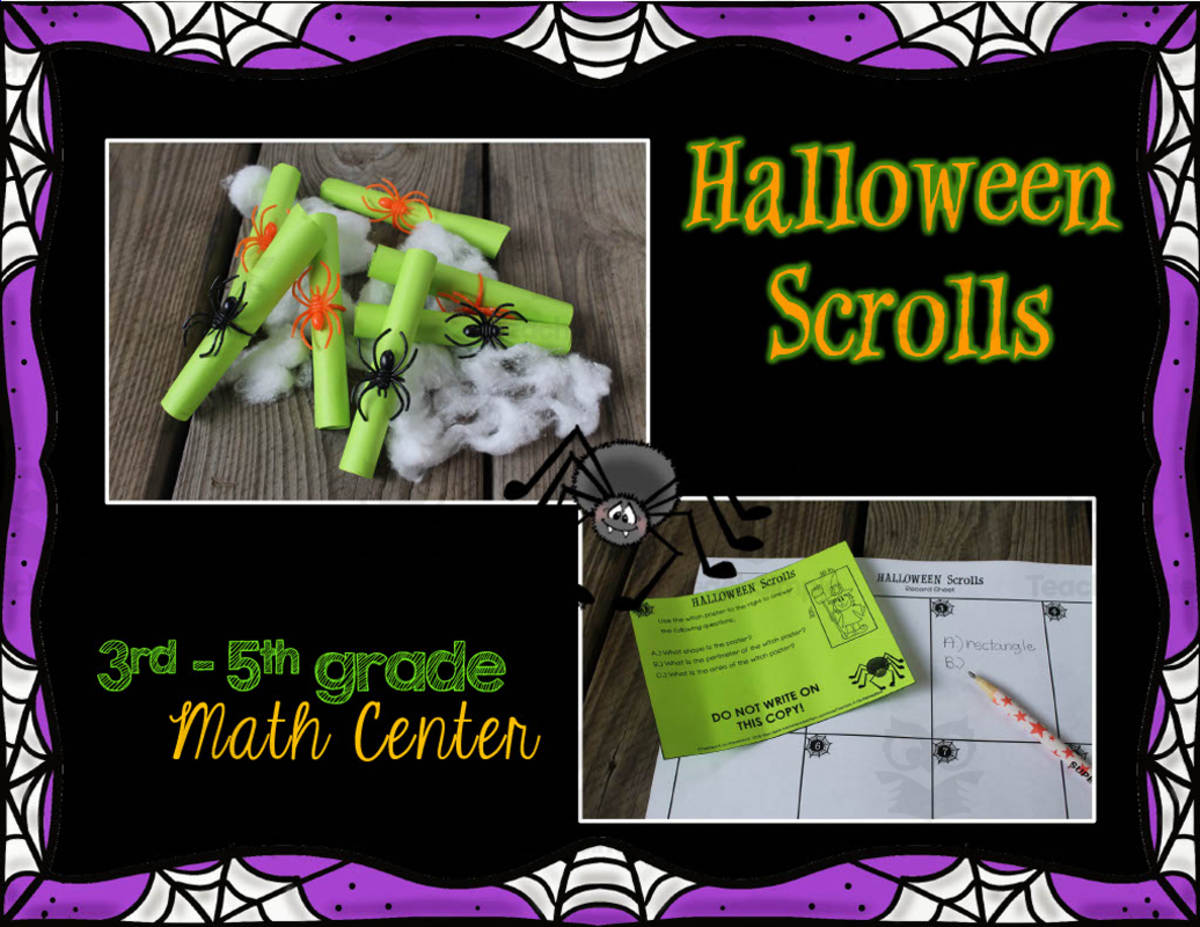An educational teaching resource from Teachers R Us Homeschool entitled Halloween Scrolls Math Center downloadable at Teach Simple.