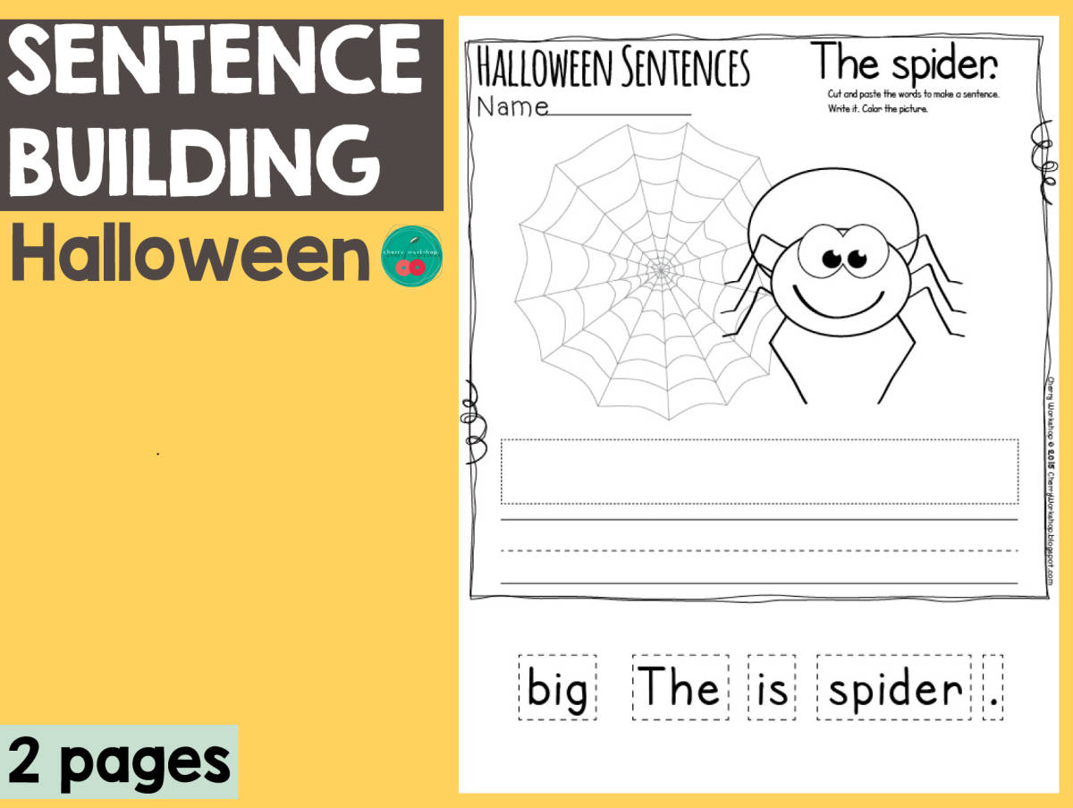 An educational teaching resource from Cherry Workshop entitled Halloween Sentence Building downloadable at Teach Simple.