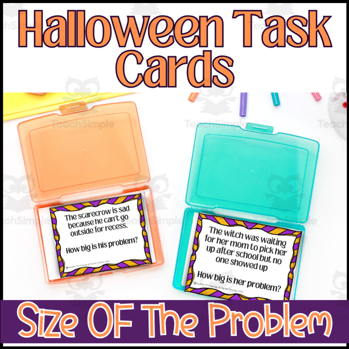 An educational teaching resource from The Feelings and Friends Teacher entitled Halloween Size Of The Problem Task Card Activities downloadable at Teach Simple.