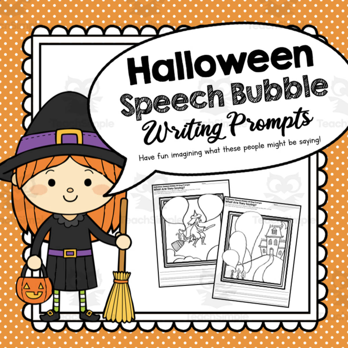 An educational teaching resource from Simply Schoolgirl entitled Halloween Speech Bubble Writing Prompts | Creative Writing downloadable at Teach Simple.