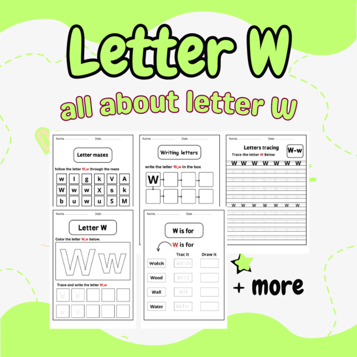 An educational teaching resource from successful teachers resource entitled handwriting letter w worksheets - letter w tracing worksheets downloadable at Teach Simple.