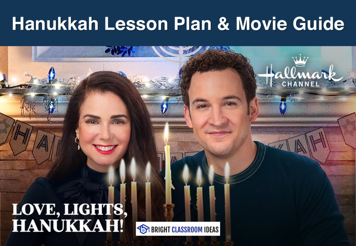 An educational teaching resource from Bright Classroom Ideas Marketplace entitled Hanukkah Lesson Plan & Movie Guide | Love, Lights, Hanukkah! downloadable at Teach Simple.
