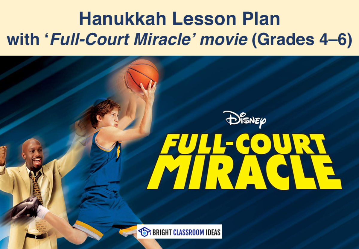 An educational teaching resource from Bright Classroom Ideas Marketplace entitled Hanukkah Lesson Plan with 'Full-Court Miracle' Movie (Grades 4–6) downloadable at Teach Simple.