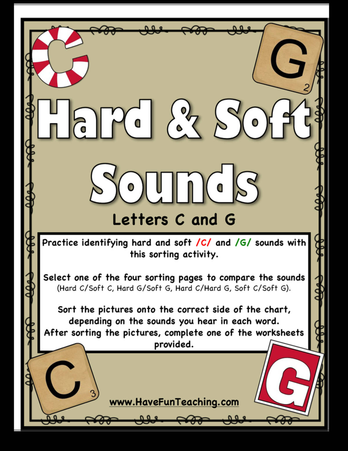 An educational teaching resource from Have Fun Teaching entitled Hard and Soft C G Sounds Activity downloadable at Teach Simple.