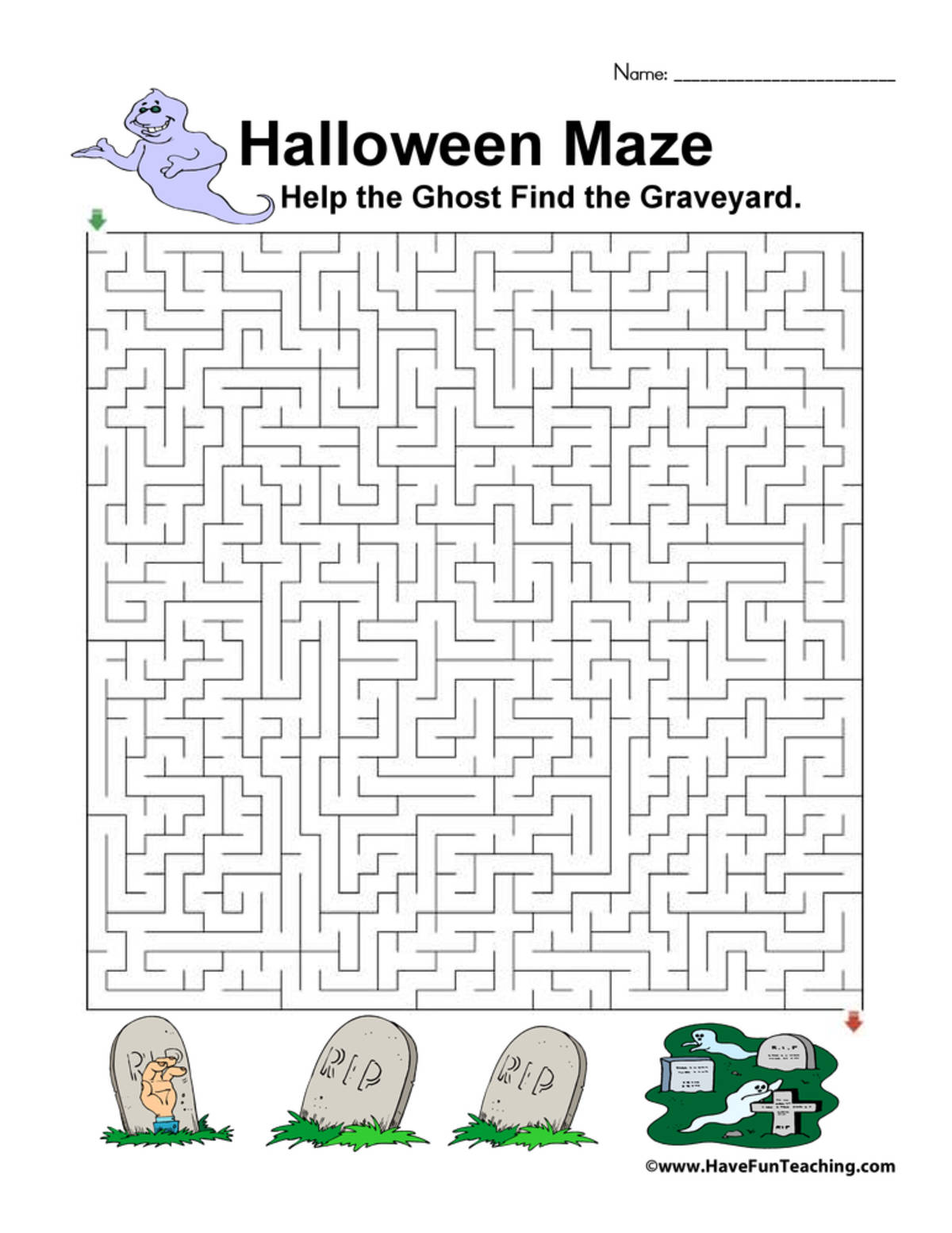 An educational teaching resource from Have Fun Teaching entitled Hard Halloween Maze downloadable at Teach Simple.