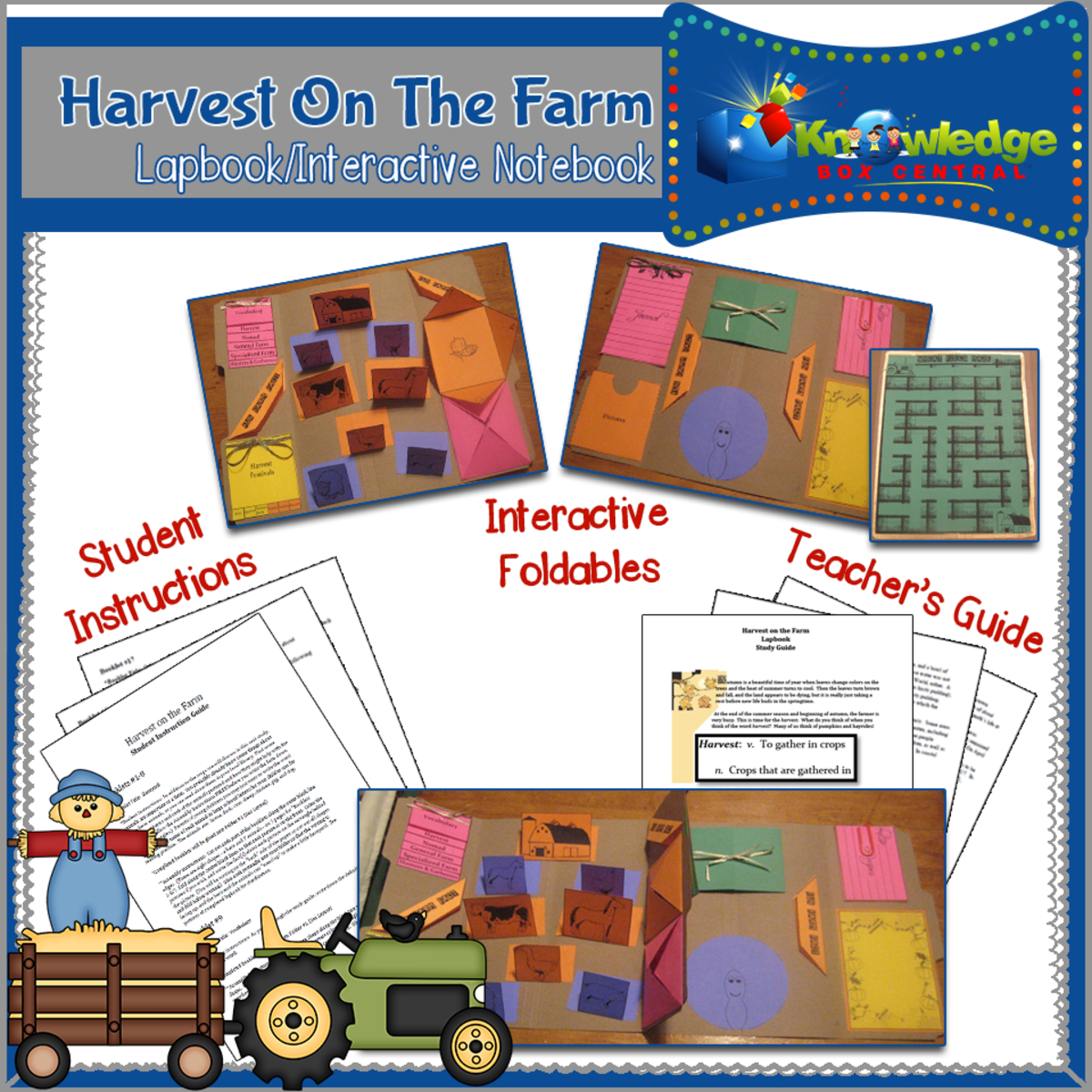 An educational teaching resource from Knowledge Box Central entitled Harvest on the Farm Lapbook / Interactive Notebook - EBOOK downloadable at Teach Simple.