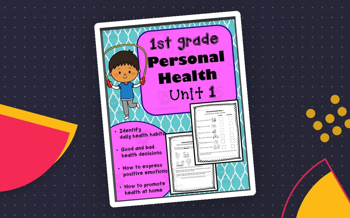 An educational teaching resource from K-5 Treasures entitled Health 1st Grade Unit 1:  Personal Health downloadable at Teach Simple.