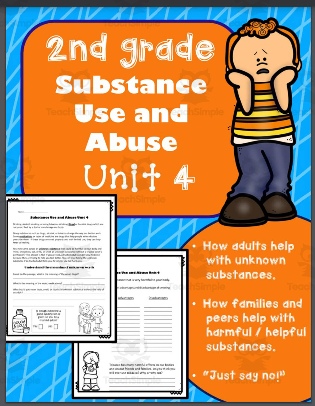An educational teaching resource from K-5 Treasures entitled Health 2nd Grade Unit 4:  Substance Use and Abuse downloadable at Teach Simple.