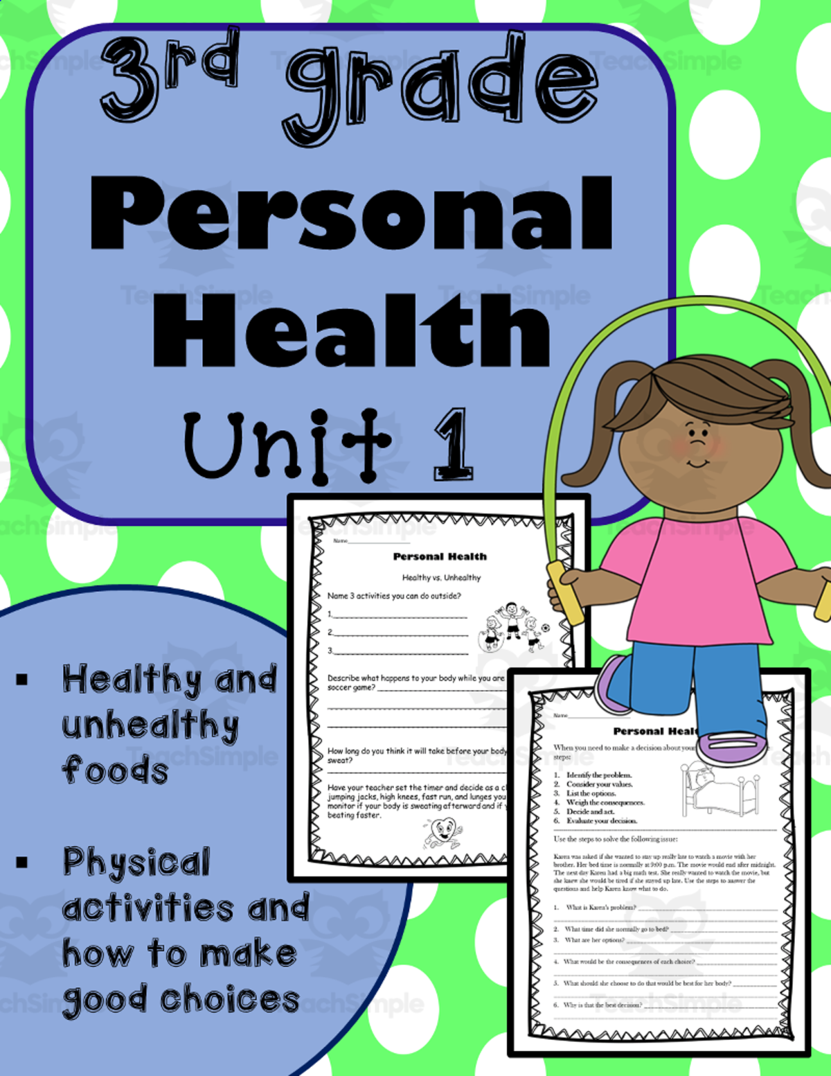 An educational teaching resource from K-5 Treasures entitled Health | 3rd Grade Unit 1: Personal Health downloadable at Teach Simple.