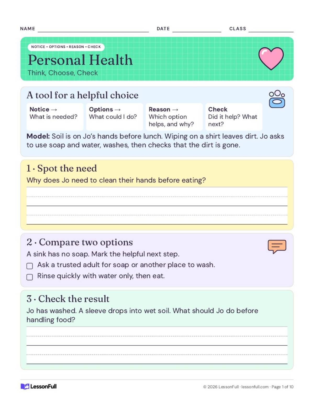 3rd Grade Health – Unit 1 Personal Health preview
