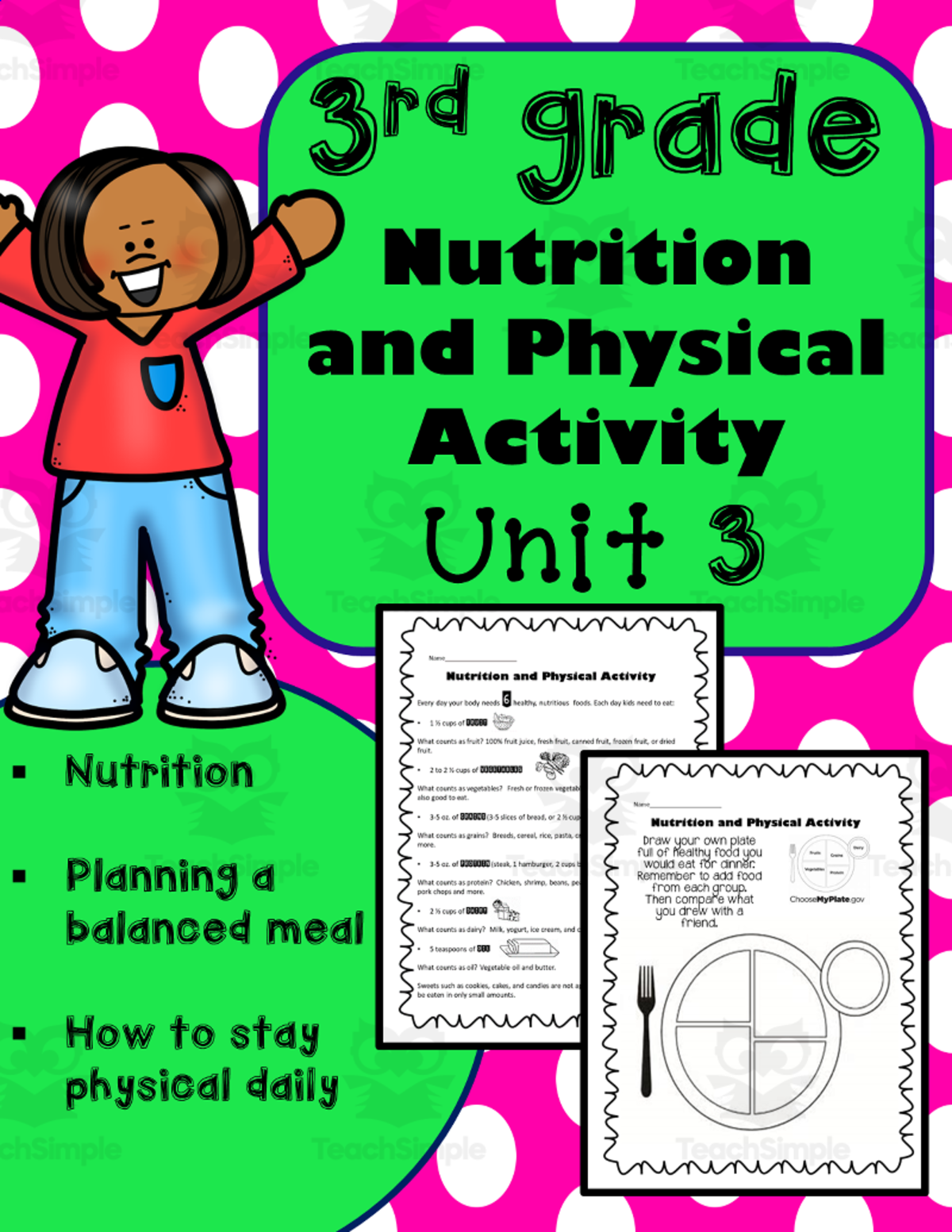 An educational teaching resource from K-5 Treasures entitled Health | 3rd Grade Unit 3: Nutrition and Physical Activity downloadable at Teach Simple.