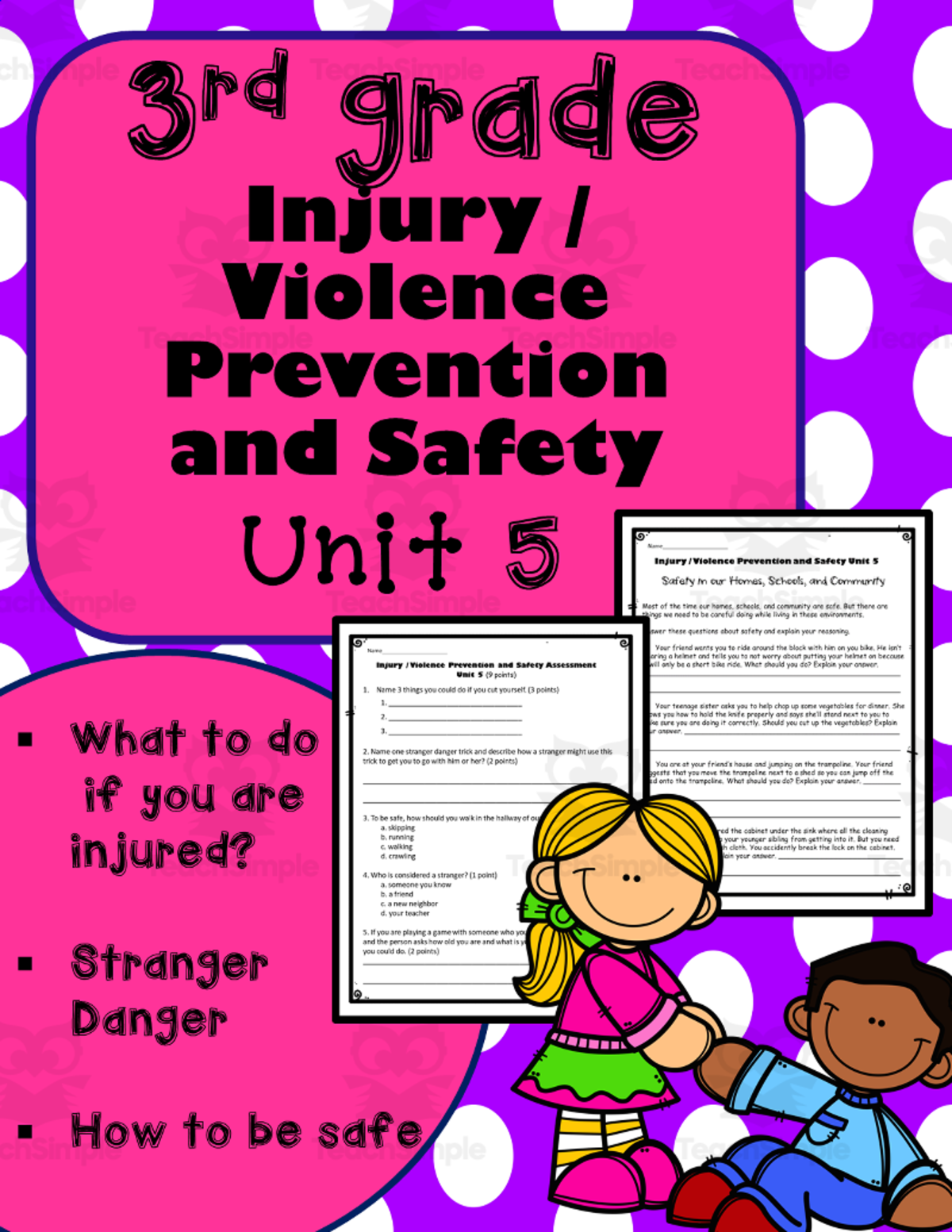 An educational teaching resource from K-5 Treasures entitled Health | 3rd Grade Unit 5: Injury Prevention and Safety downloadable at Teach Simple.