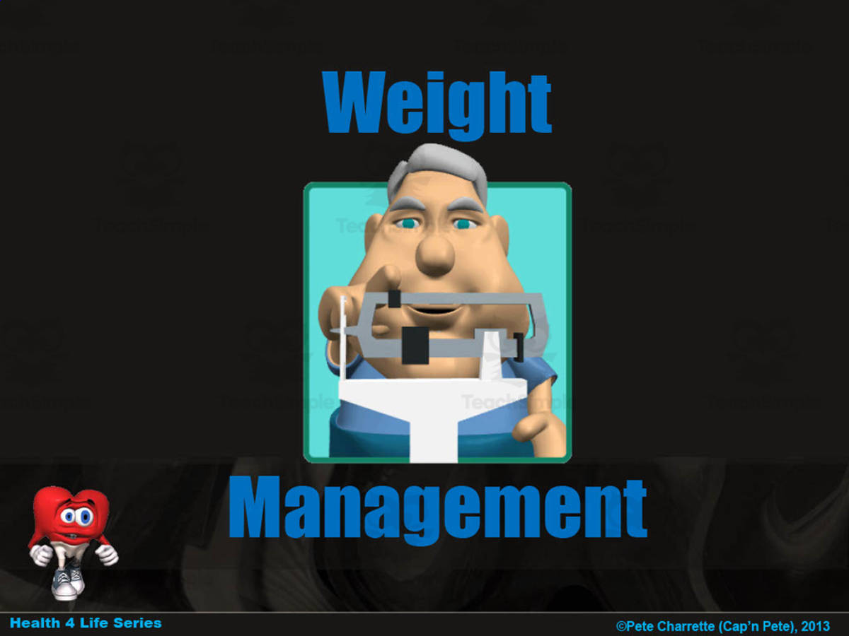 An educational teaching resource from Cap'n Pete's Power PE entitled Health 4 Life PowerPoint Series: Weight Management downloadable at Teach Simple.