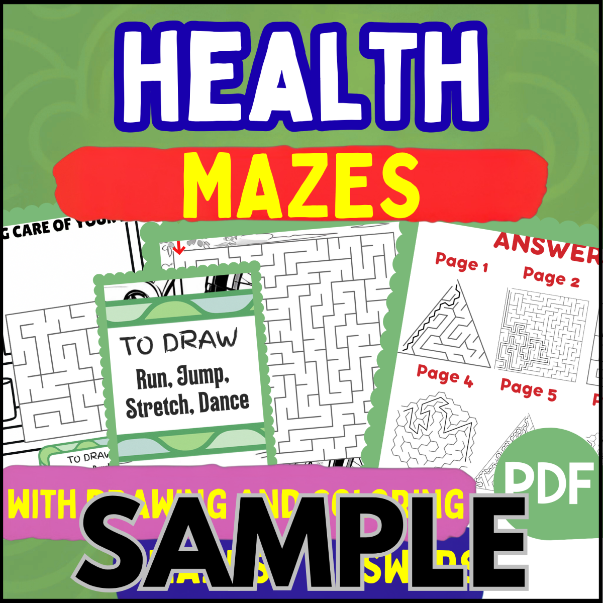 An educational teaching resource from Cored Education entitled Health Maze: 1 Page Sample (PDF) downloadable at Teach Simple.