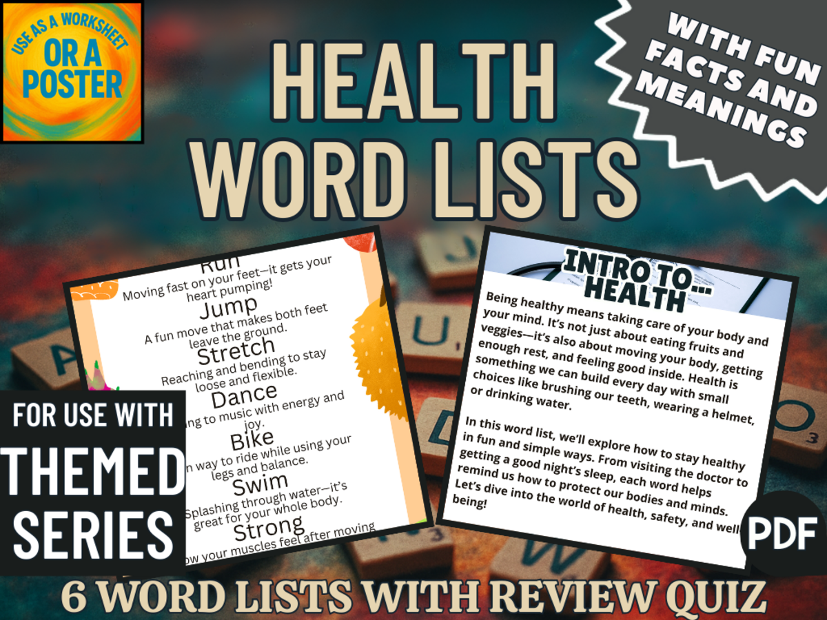 An educational teaching resource from Cored Education entitled Health Word List Posters (PDF) downloadable at Teach Simple.