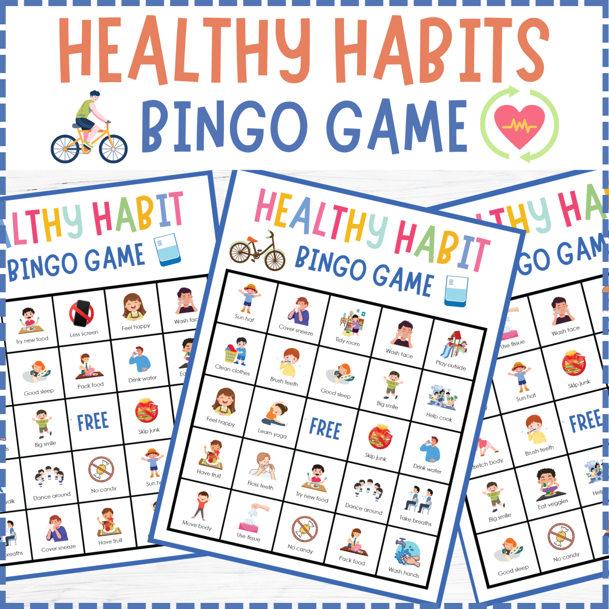 An educational teaching resource from Perfect_Printables entitled Healthy Habits Bingo Game, wellness & self care classroom game downloadable at Teach Simple.