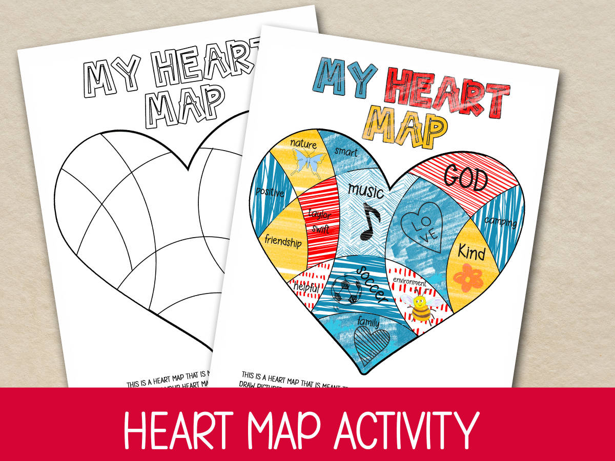 An educational teaching resource from Forever June Digital Design entitled HEART MAP TEMPLATE SOCIAL EMOTIONAL LEARNING ACTIVITY, GROWTH MINDSET downloadable at Teach Simple.