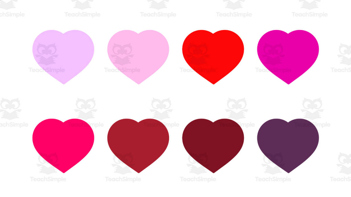 An educational teaching resource from Sarita - Kidobolt entitled Heart Shape Digital Clipart in 75 Colors downloadable at Teach Simple.