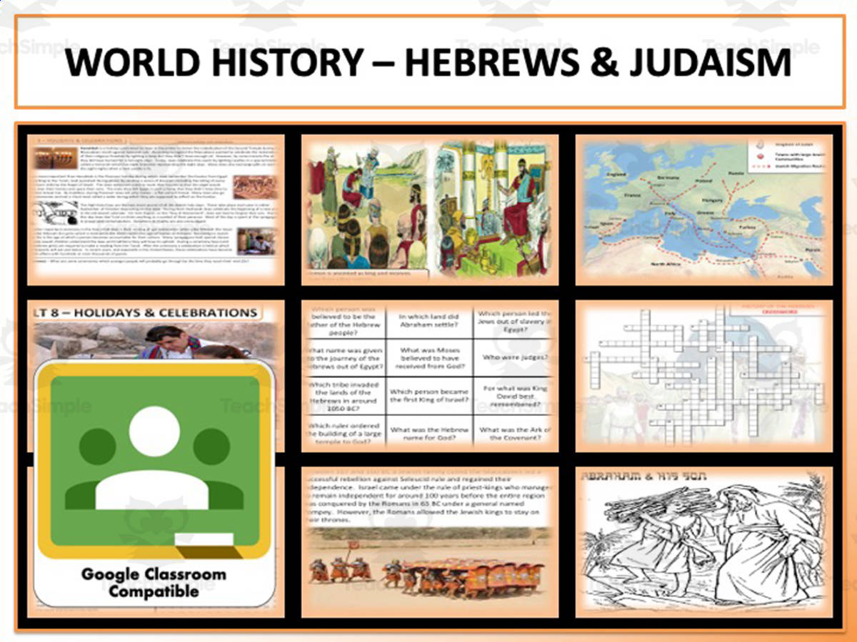 An educational teaching resource from Mr Gray History entitled Hebrews and Judaism World History Unit downloadable at Teach Simple.