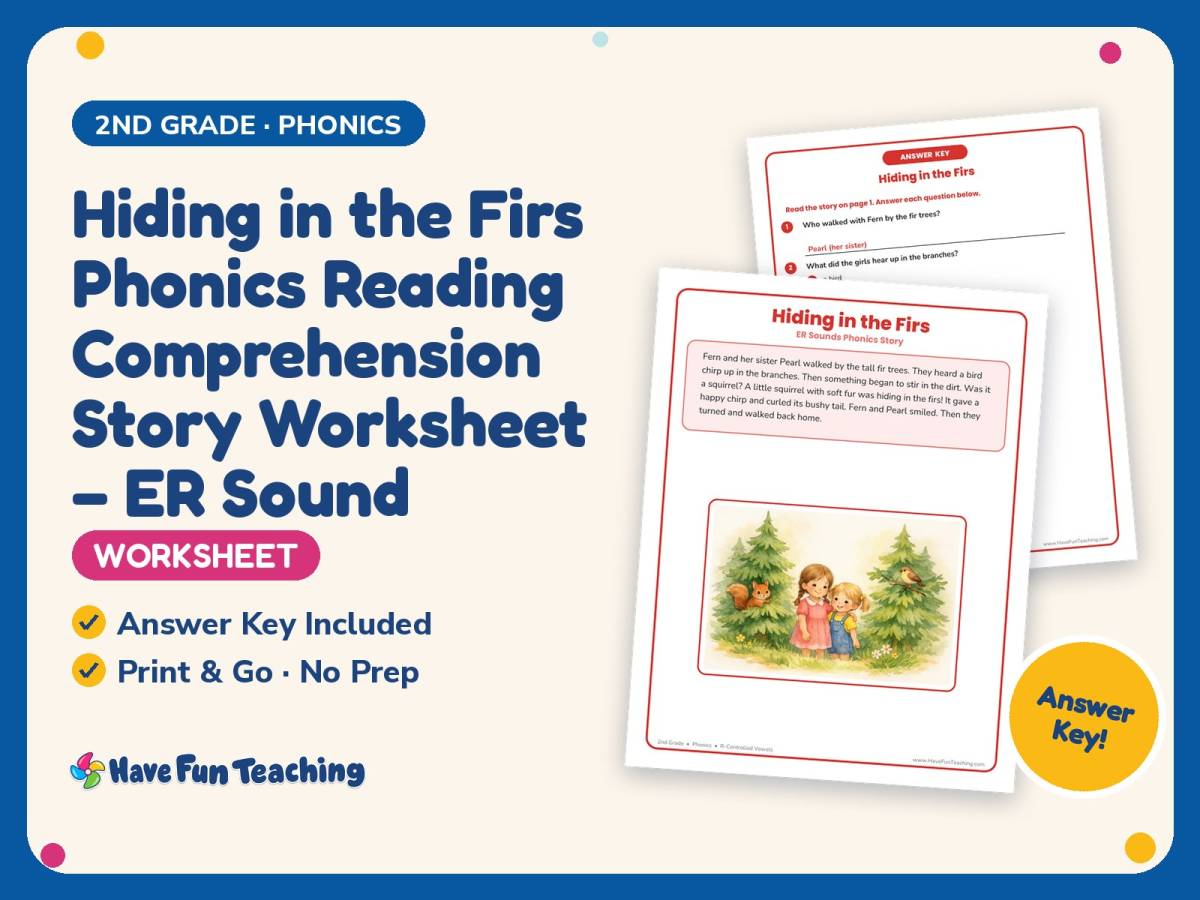 Hiding in the Firs Phonics Reading Worksheet – 2nd Grade Practice preview