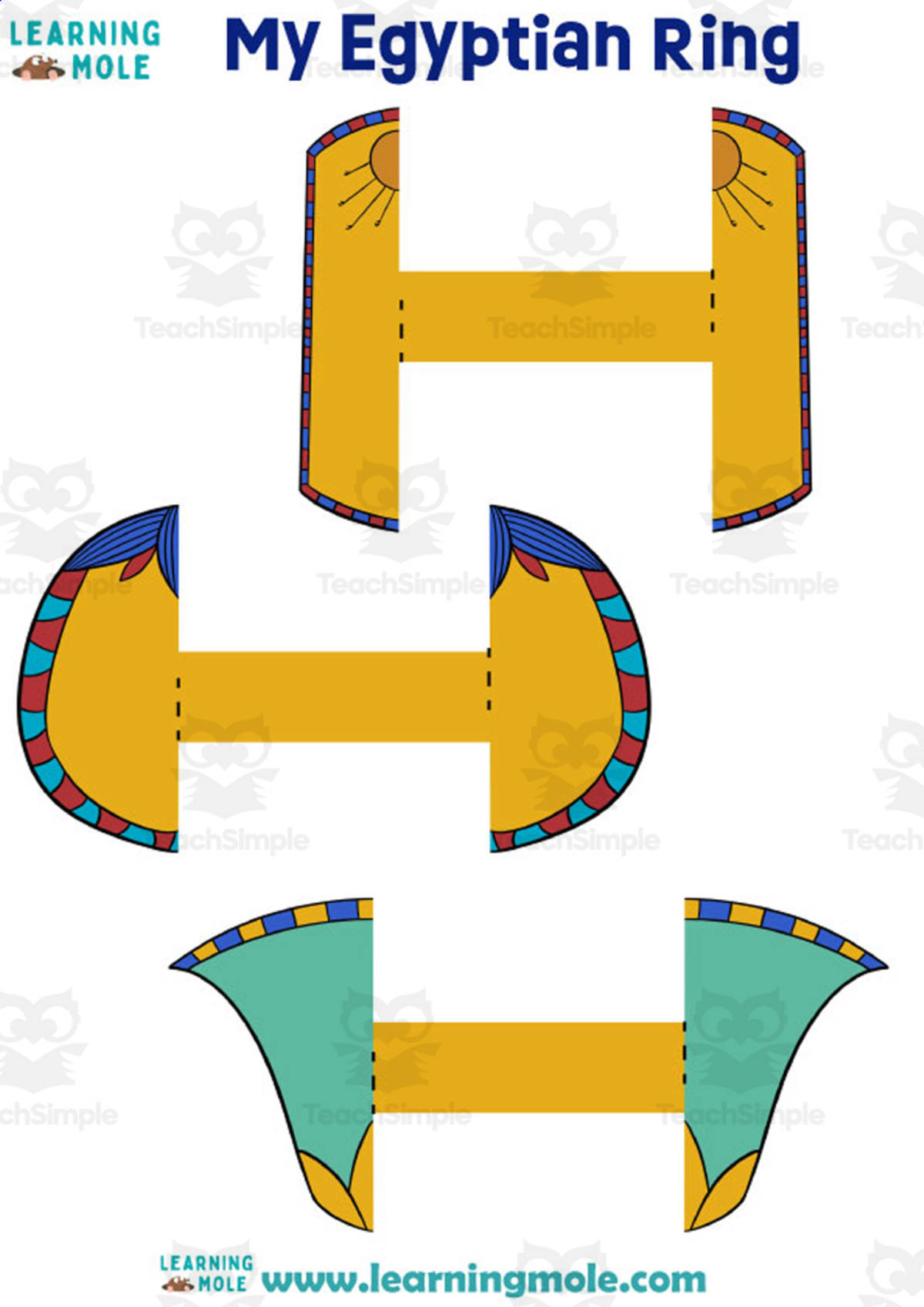 An educational teaching resource from Educational Voice entitled Hieroglyphic Ring Activity downloadable at Teach Simple.