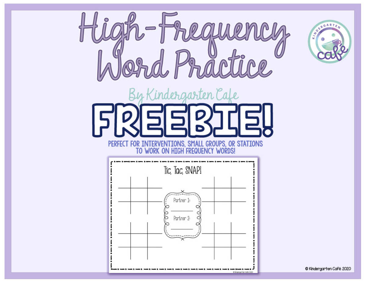 An educational teaching resource from Kindergarten Cafe entitled High-Frequency Word Practice: Tic, Tac, Snap Activity downloadable at Teach Simple.