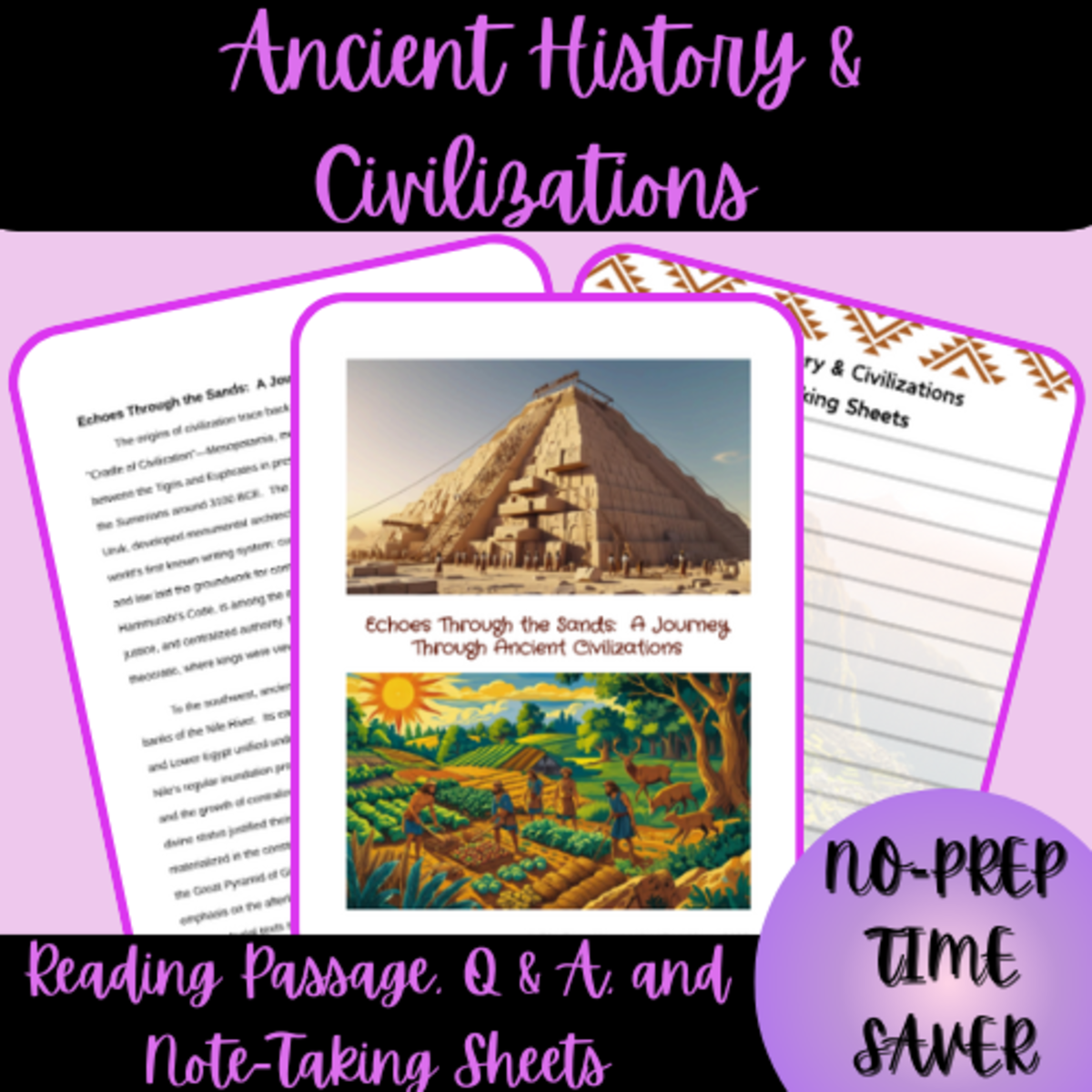 An educational teaching resource from Homeschool with Big Easy Homeschooling Mom entitled High School Ancient History and Civilizations Reading Passage downloadable at Teach Simple.