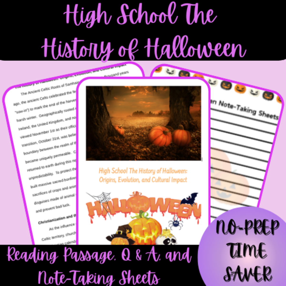 An educational teaching resource from Homeschool with Big Easy Homeschooling Mom entitled High School The History of Halloween Reading Passage downloadable at Teach Simple.