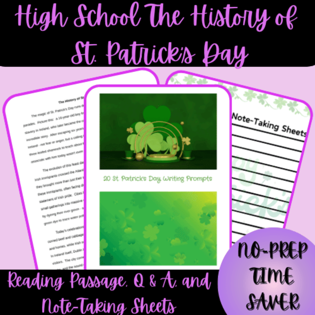 An educational teaching resource from Homeschool with Big Easy Homeschooling Mom entitled High School The History of St. Patrick's Day Reading Passage downloadable at Teach Simple.