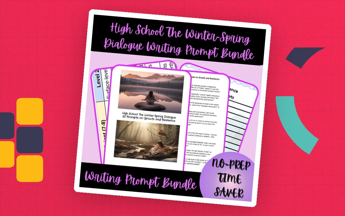 An educational teaching resource from Homeschool with Big Easy Homeschooling Mom entitled High School The Winter-Spring Dialogue Writing Prompt Bundle downloadable at Teach Simple.