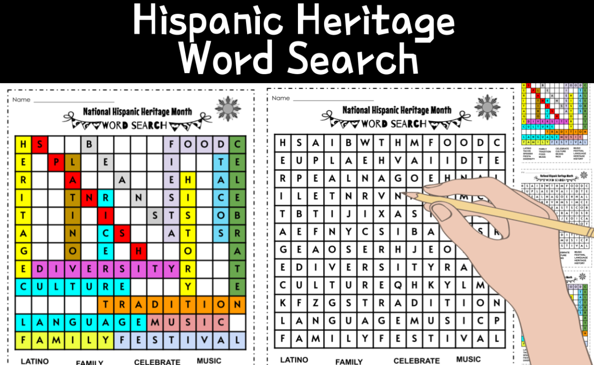 An educational teaching resource from CraftEdPrints entitled Hispanic Heritage Month Word Search downloadable at Teach Simple.