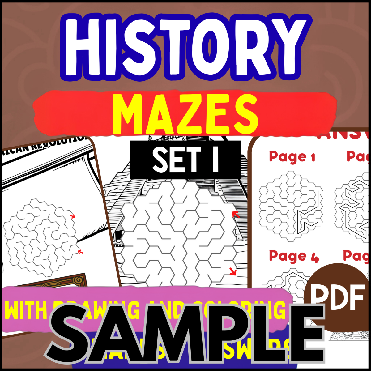 An educational teaching resource from Cored Education entitled History Mazes - Set 1: 1 Page Sample (PDF) downloadable at Teach Simple.