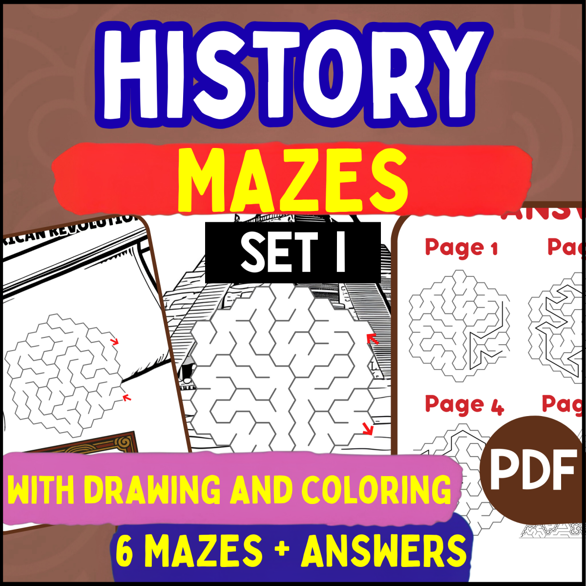 An educational teaching resource from Cored Education entitled History Mazes - Set 1 (PDF) downloadable at Teach Simple.