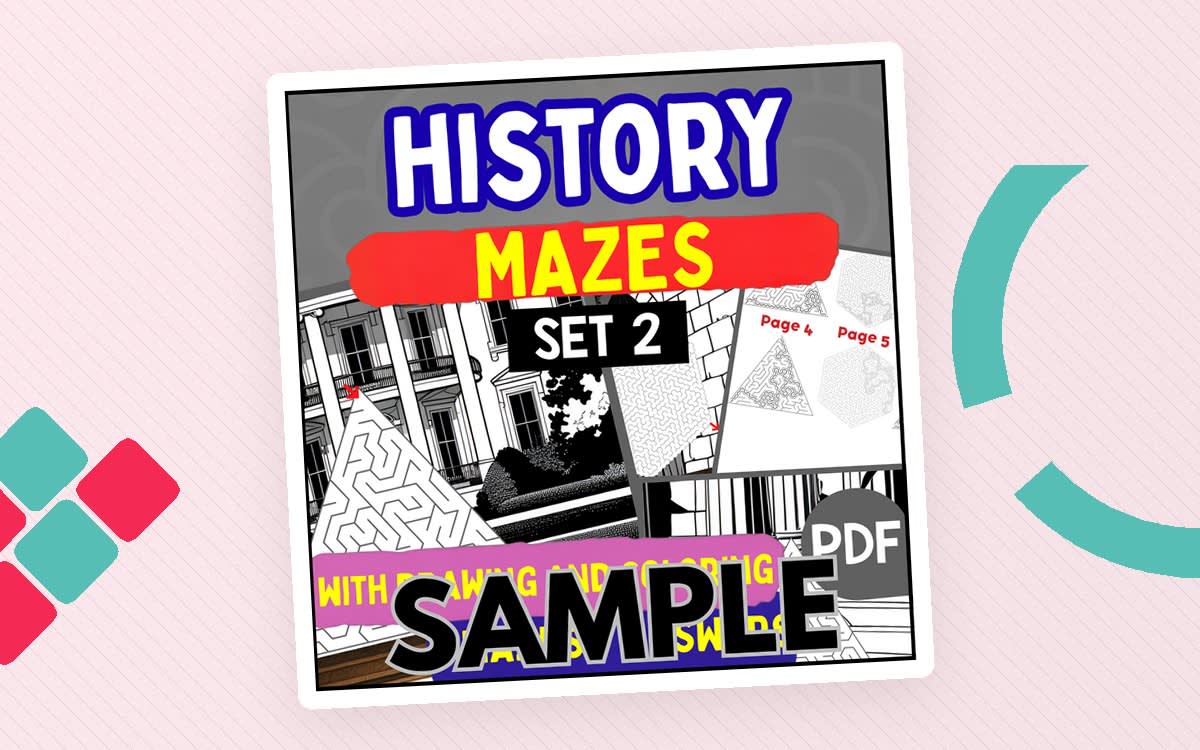 An educational teaching resource from Cored Education entitled History Mazes - Set 2: 1 Page Sample (PDF) downloadable at Teach Simple.