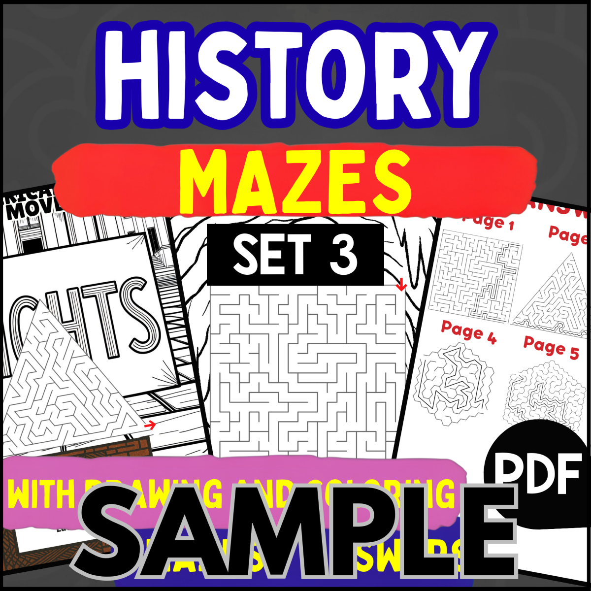 An educational teaching resource from Cored Education entitled History Mazes - Set 3: 1 Page Sample (PDF) downloadable at Teach Simple.