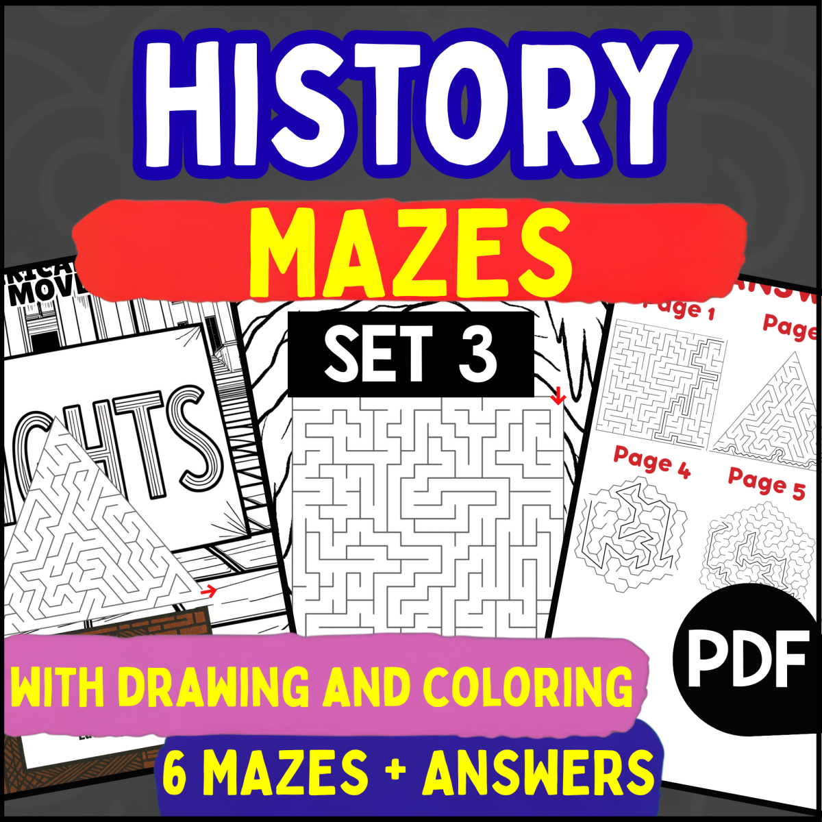 An educational teaching resource from Cored Education entitled History Mazes - Set 3 (PDF) downloadable at Teach Simple.