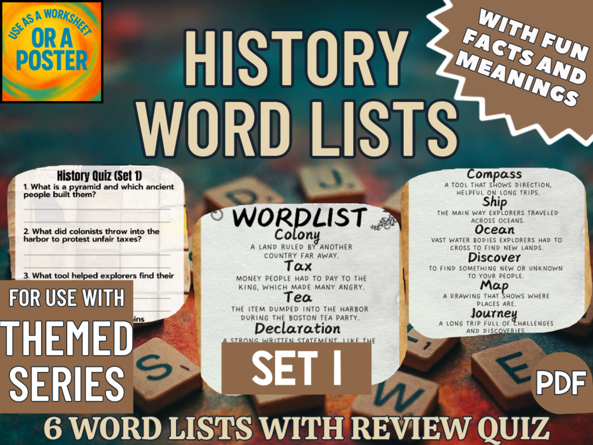 An educational teaching resource from Cored Education entitled History Word List Posters - Set 1 (PDF) downloadable at Teach Simple.