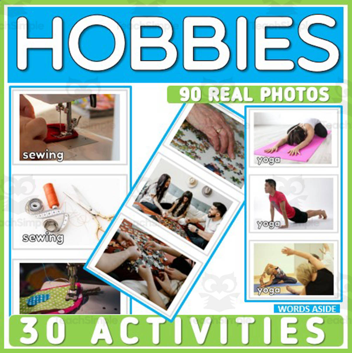 An educational teaching resource from WORDS ASIDE entitled Hobbies Flash Cards Vocabulary Resource | Real Photos downloadable at Teach Simple.