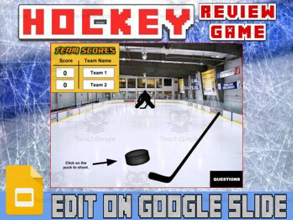 An educational teaching resource from Roombop entitled Hockey: Interactive Review Game (Editable on Google Slides) downloadable at Teach Simple.