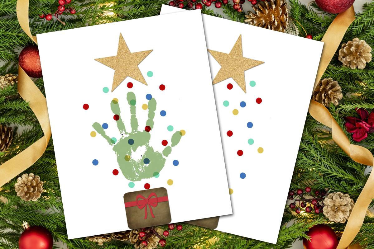 An educational teaching resource from Forever June Digital Design entitled Holiday Handprint Craft, Christmas Art, Homeschool December Activity downloadable at Teach Simple.