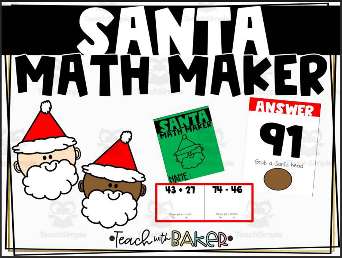 An educational teaching resource from Teach With Baker entitled Holiday Math Maker downloadable at Teach Simple.