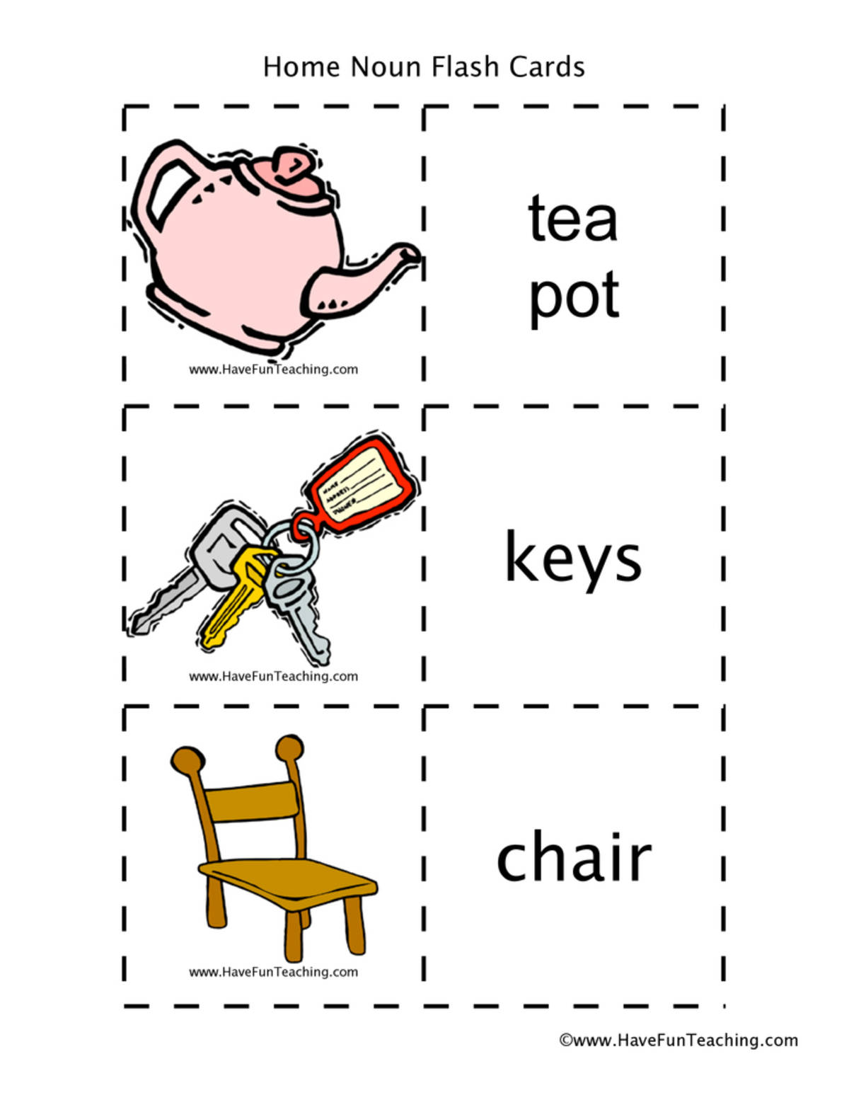 An educational teaching resource from Have Fun Teaching entitled Home Flash Cards downloadable at Teach Simple.