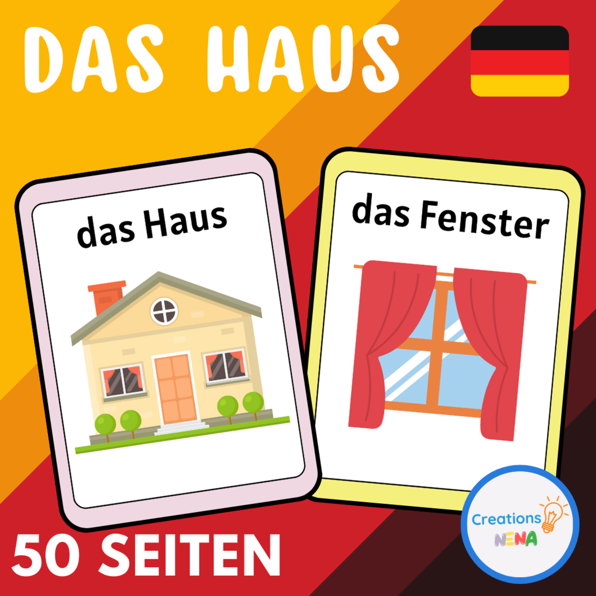 An educational teaching resource from Nena Creations entitled Home Vocabulary in German downloadable at Teach Simple.